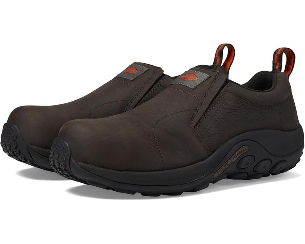Merrell Mens Jungle Moc Toe Work Shoes US 15 M Brown Suede Slip On Comp Toe NIB